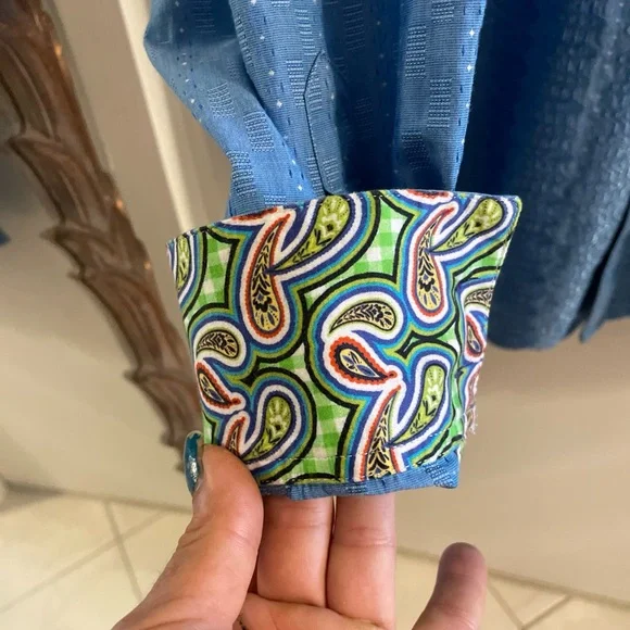 Robert Graham Fully Embroidered Light Blue Designer Dress Shirt Mens 2XLT TALL - Picture 8 of 16